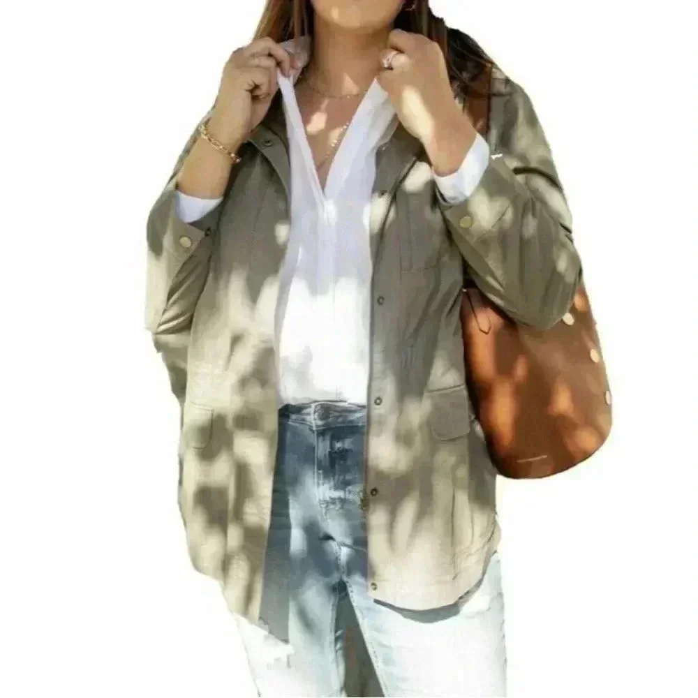 Ryllace 100% Organic Cotton Olive Green Utility Jacket Size 16 NWT - Picture 8 of 8
